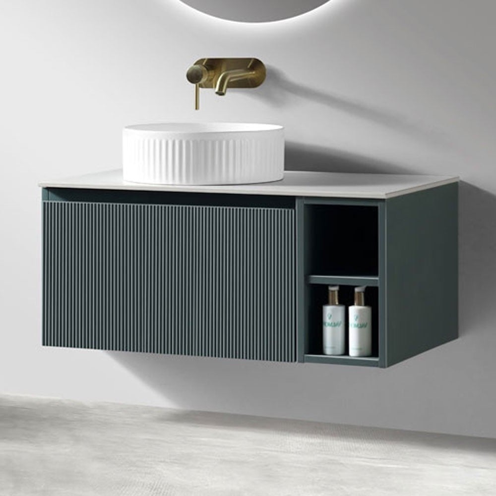 Astini Flauto 800mm Wall Hung Vanity W/ RH Side Storage & LH Counter Top