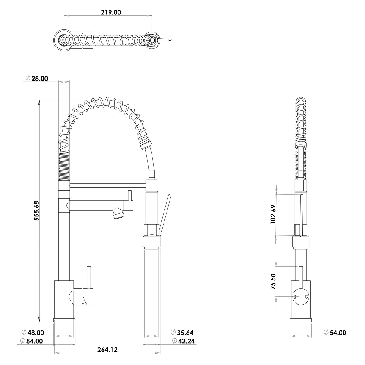 Ellsi Grande Spring Style Pull-Out Single Lever Kitchen Mixer Tap CHROME GRA-01-CH LD