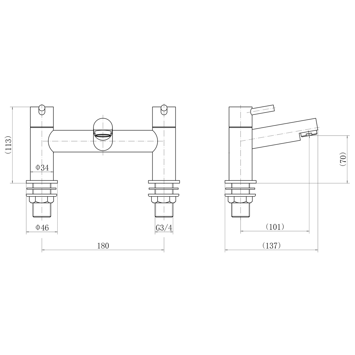 Ellsi Juke Bath Filler Tap CHROME JUK-03-CH LD