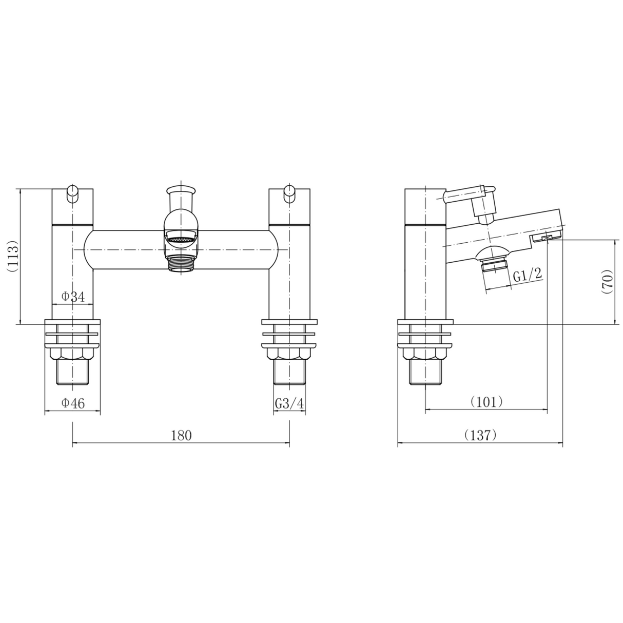 Ellsi Juke Bath Shower Mixer Tap & Shower Kit CHROME JUK-02-CH LD