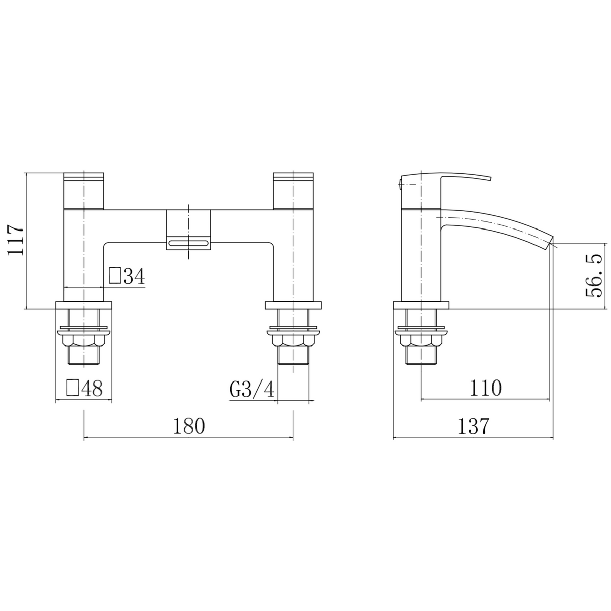 Ellsi Kinlin Waterfall Bath Filler Tap CHROME KIN-03-CH LD