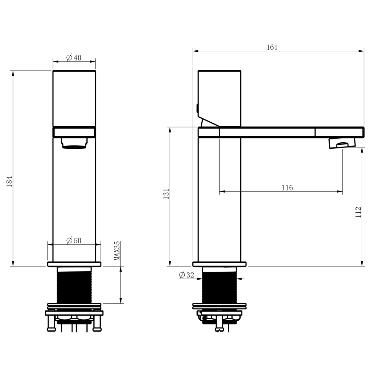 Ellsi Saris Mono Basin Mixer Tap CHROME SAR-01-CH LD