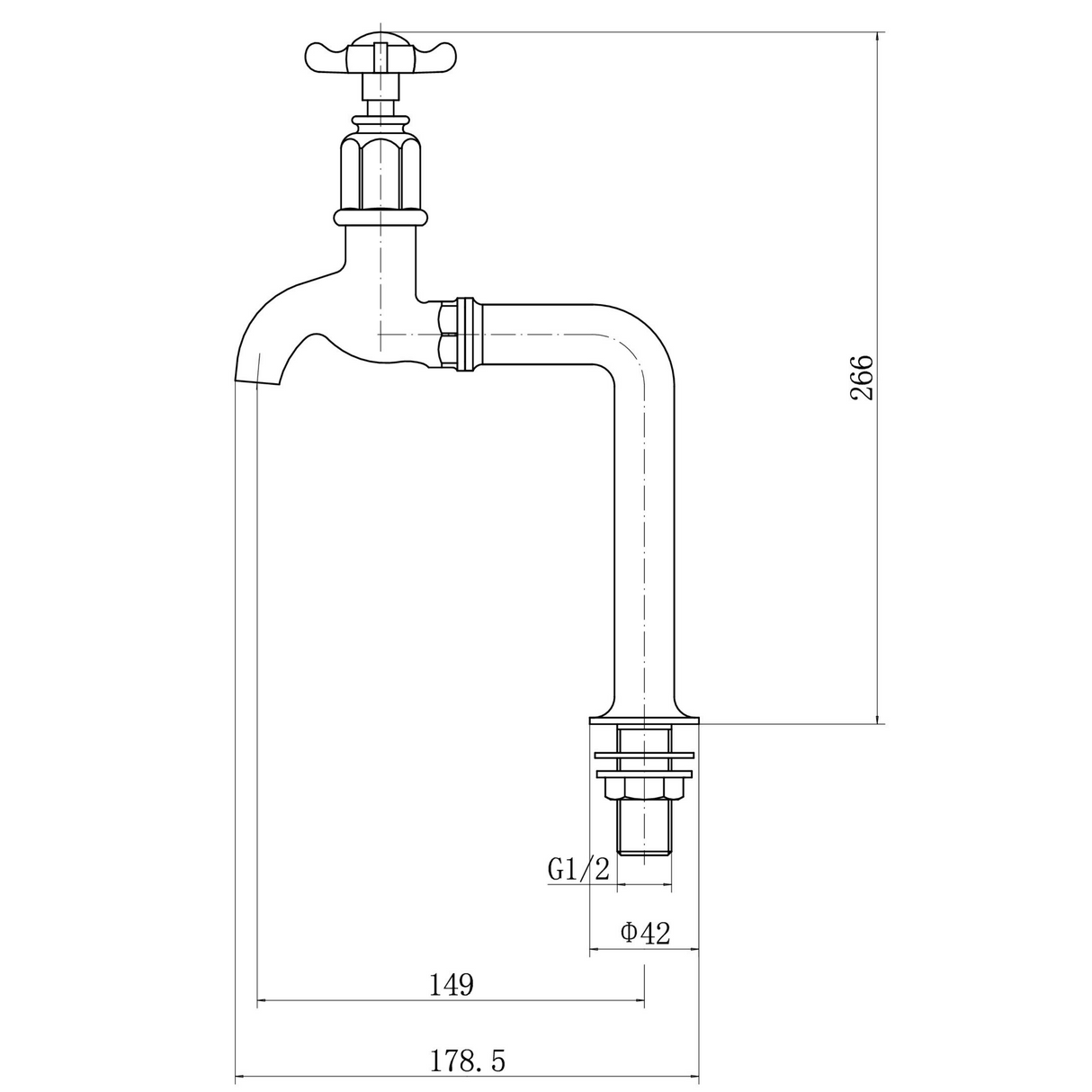Ellsi Alton Traditional Bib Kitchen Taps With Cross Handles PEWTER ALT-03-PEW LD