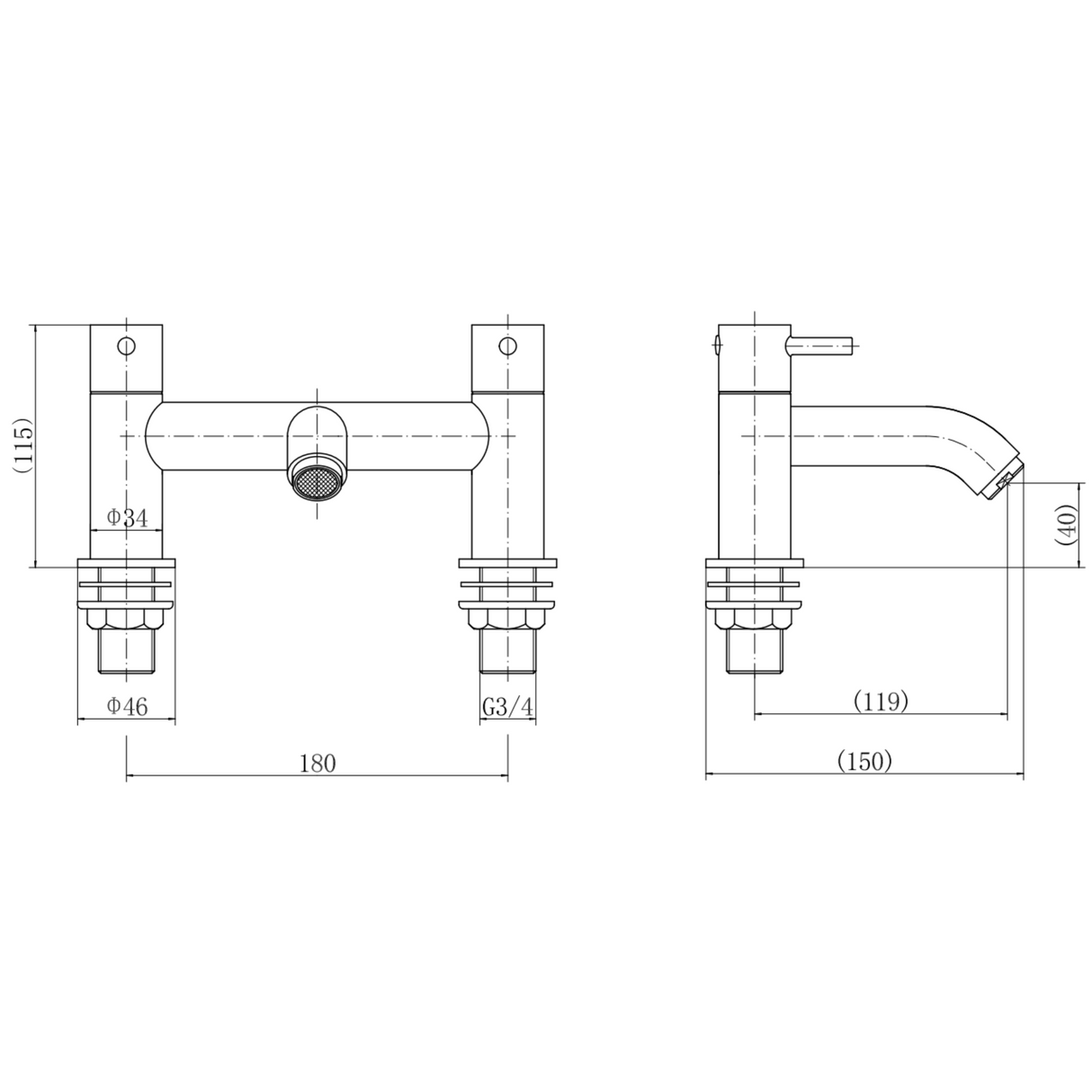 Ellsi Bounce Bath Filler Tap MATT BLACK BOU-03-MB LD
