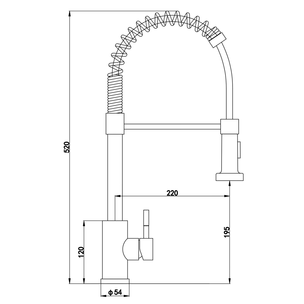 Ellsi Contra Spring Style Pull-Out Single Lever Kitchen Mixer Tap MATT BLACK CON-01-MB LD