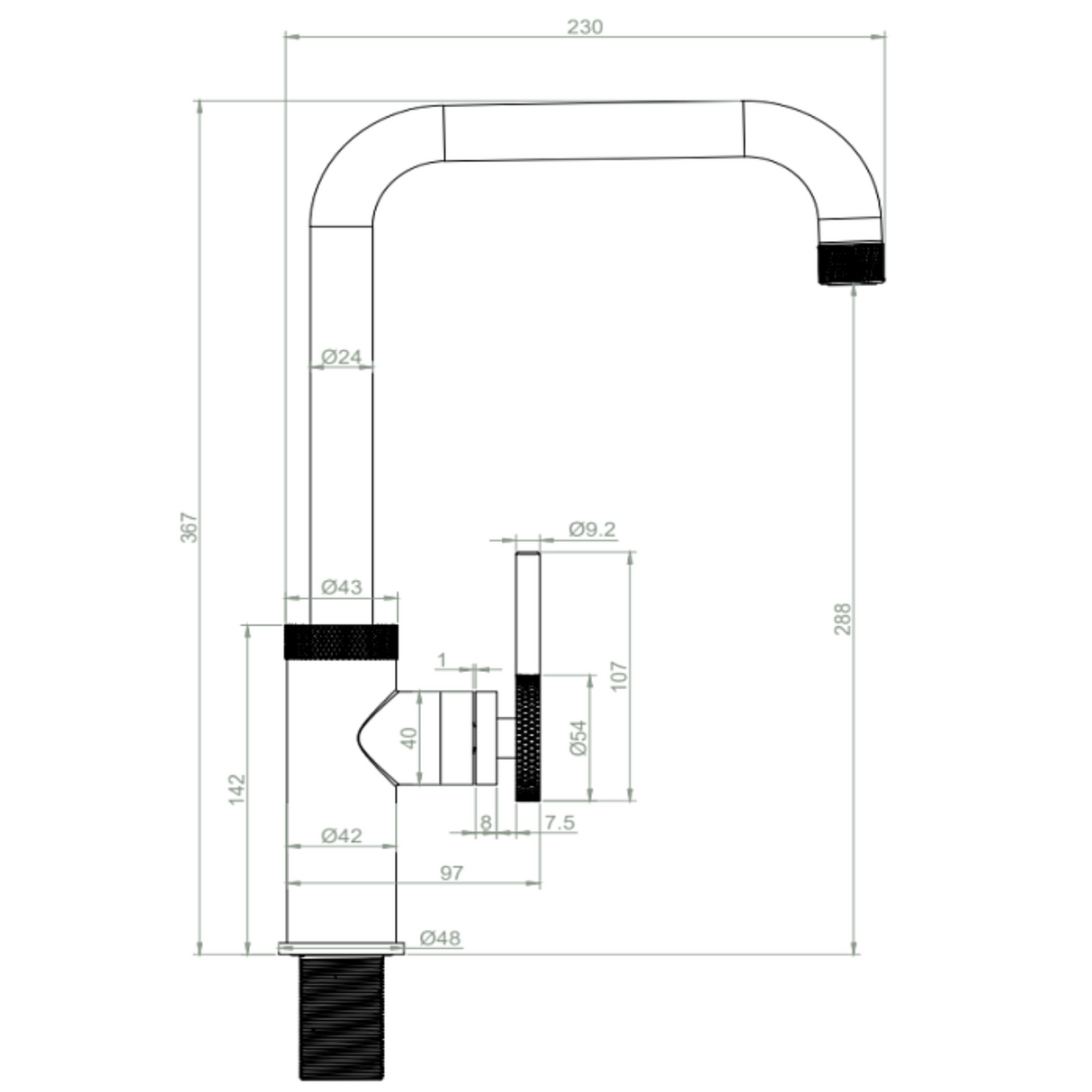 Ellsi Labor Industrial Style Single Lever Kitchen Mixer Tap MATT BLACK LAB-01-MB LD