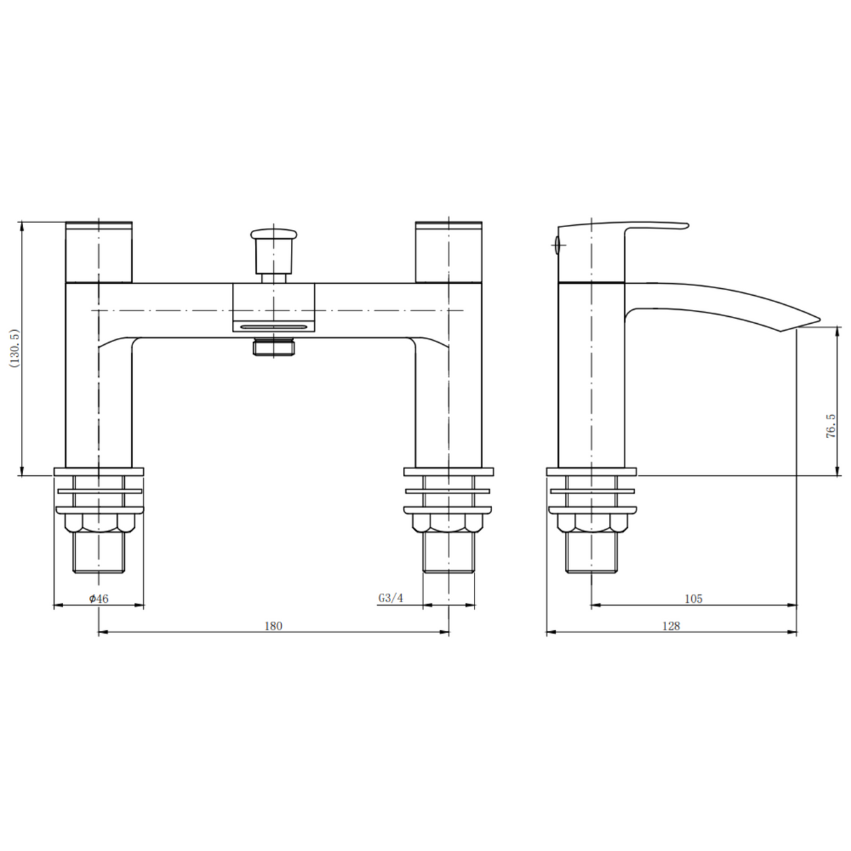 Ellsi Spear Waterfall Bath Shower Mixer Tap & Shower Kit MATT BLACK SPE-02-MB LD