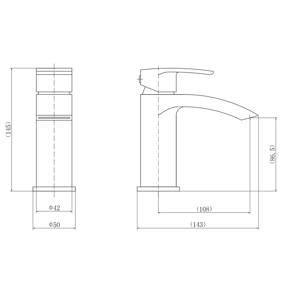 Ellsi Spear Mono Waterfall Basin Mixer Tap MATT BLACK SPE-01-MB LD