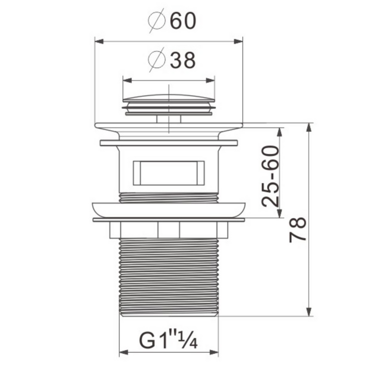 Ellsi Push Button Click Clack Basin Waste - Slotted BRUSHED BRASS PBW001BB LD