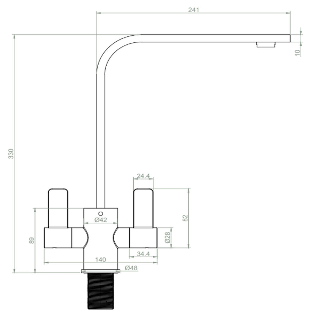 Ellsi Eben Twin Lever Kitchen Mixer Tap BRUSHED BRASS EBE-01-BB LD