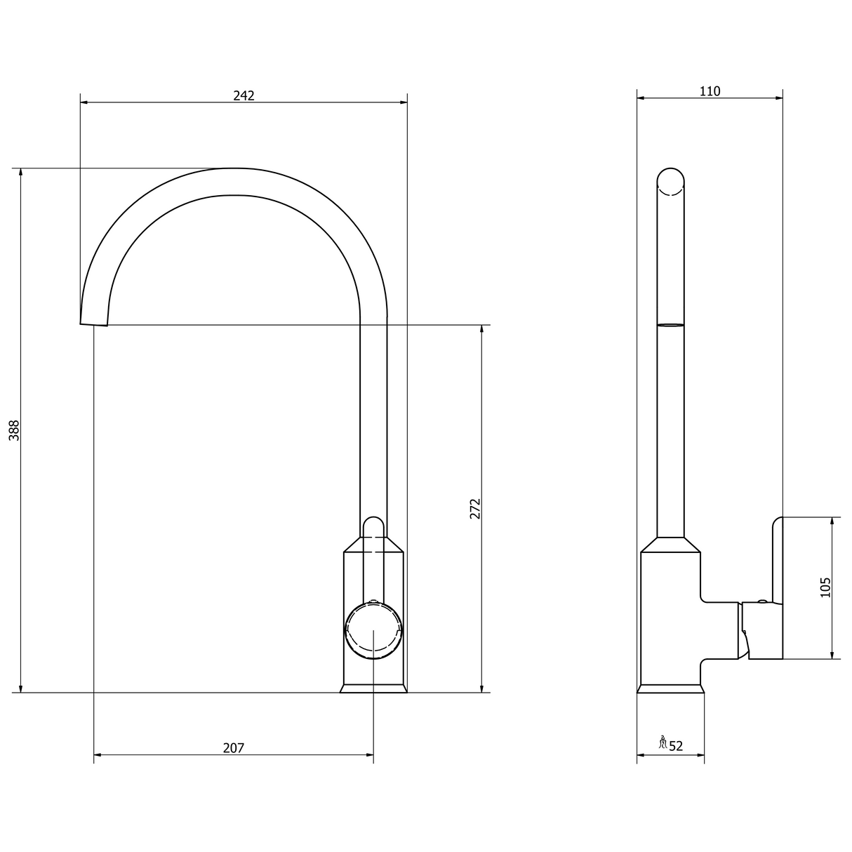 Ellsi Entice Cold Start Single Lever Kitchen Mixer Tap BRUSHED BRASS ENT-01-BB LD