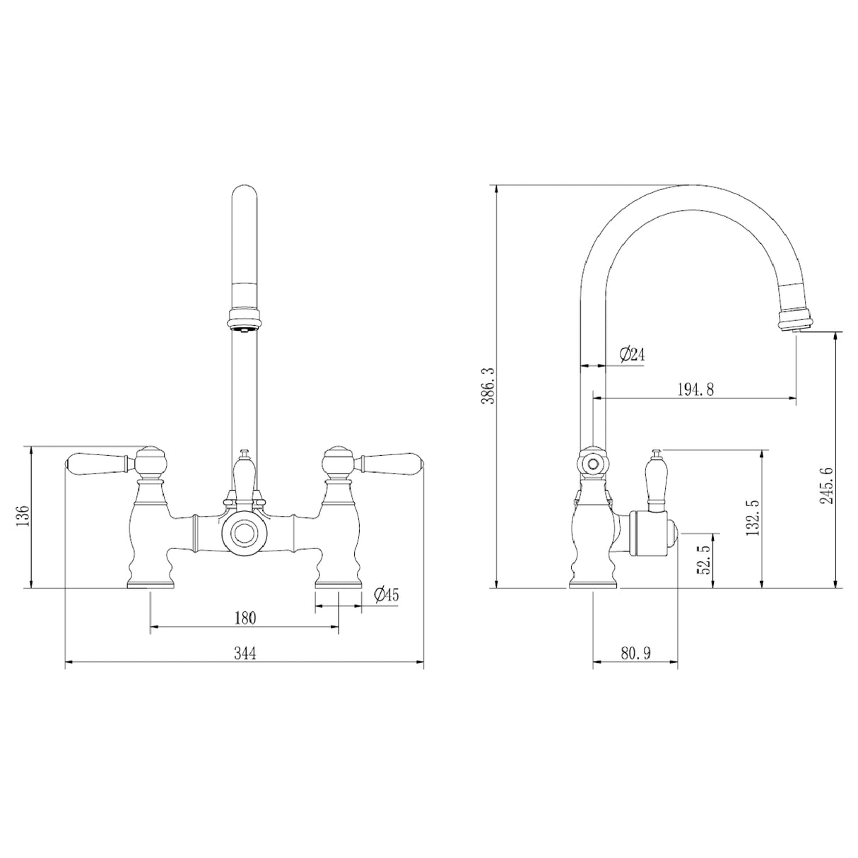 Ellsi Bishop Bridge 3in1 Instant Boiling Water Tap With Boiler & Filter - White Ceramic Levers BRUSHED COPPER HWT-KIT-03-BC LD