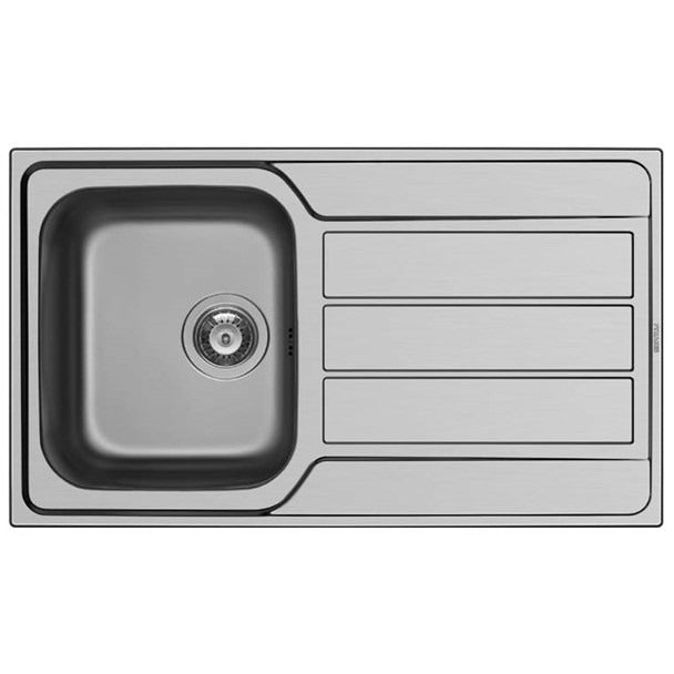 Pyramis Athena 1.0 Bowl Stainless Steel Inset Kitchen Sink & Drainer Reversible 860mm x 500mm Silver 989100181801