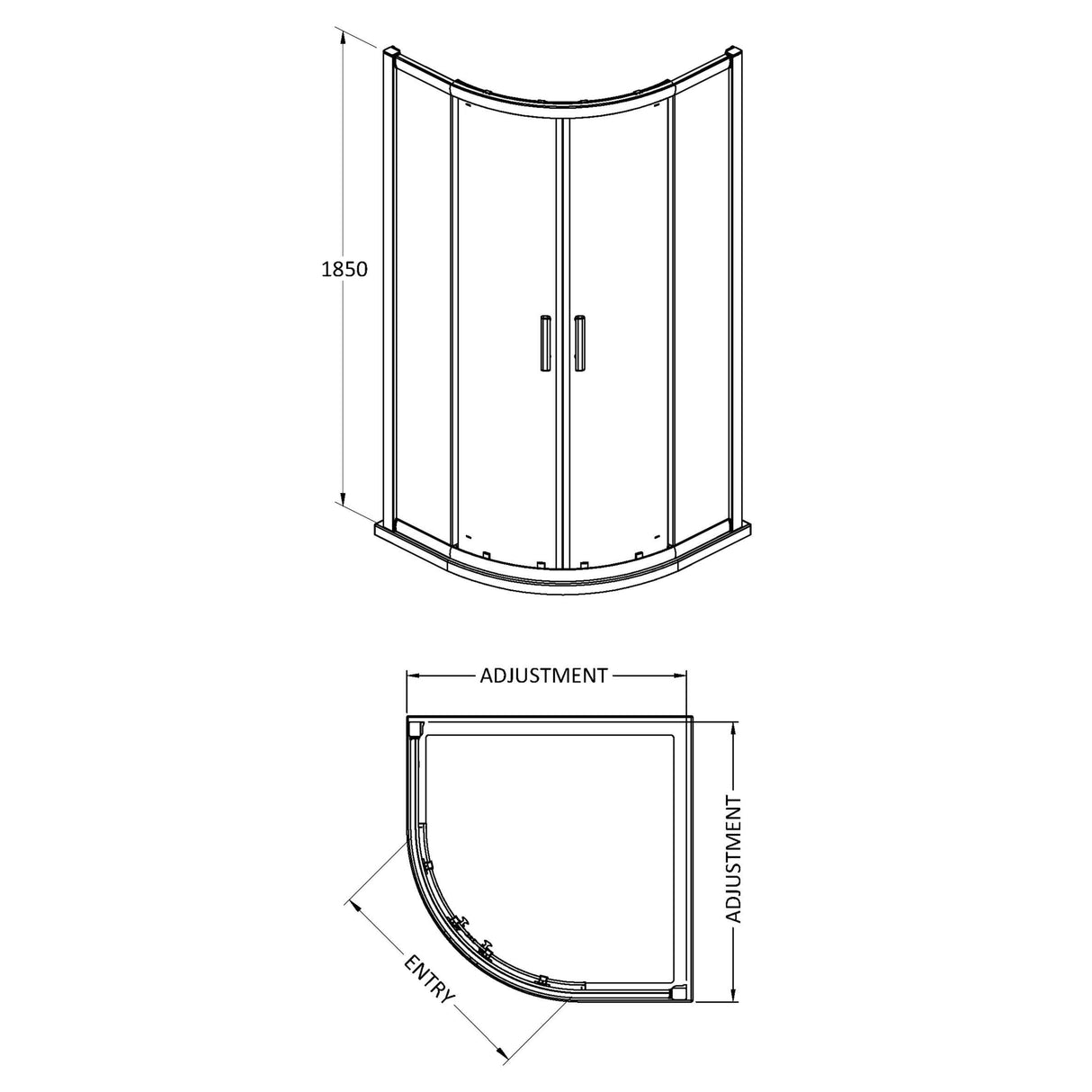 Hudson Reed Pacific Quadrant Shower Enclosure, Chrome, 6mm Glass AQU8 LD