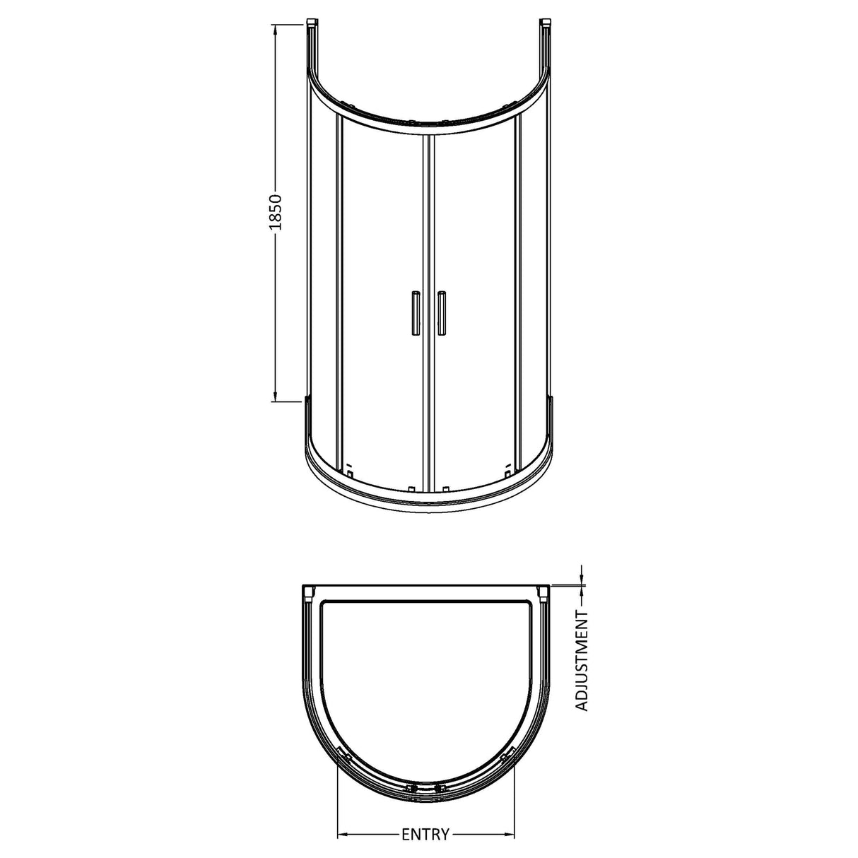 Hudson Reed Pacific D-Shape Shower Enclosure 1050 x 950mm, Chrome, 6mm Glass AQUD2 LD