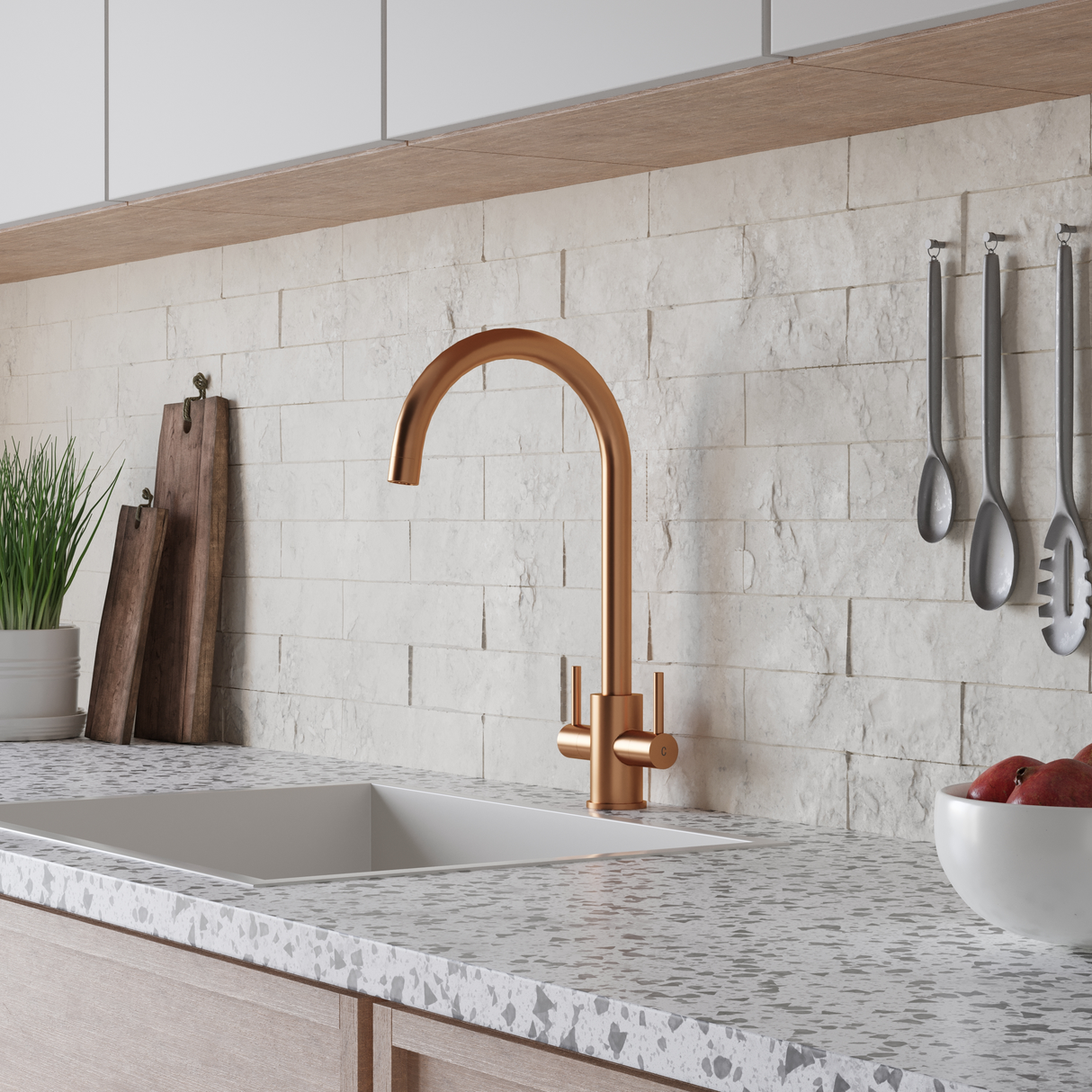 Ellsi Adria Twin Lever Kitchen Mixer Tap BRUSHED COPPER ADR-01-BC LS