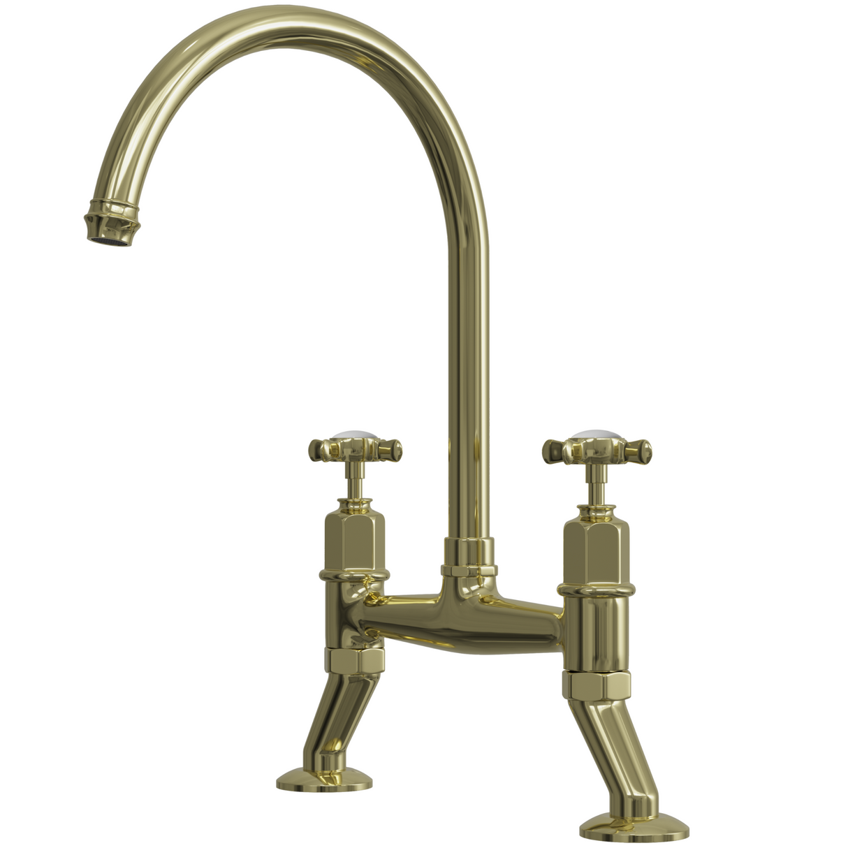 Ellsi Alton Traditional Bridge Kitchen Mixer Tap With Cross Handles POLISHED BRASS ALT-02-POB