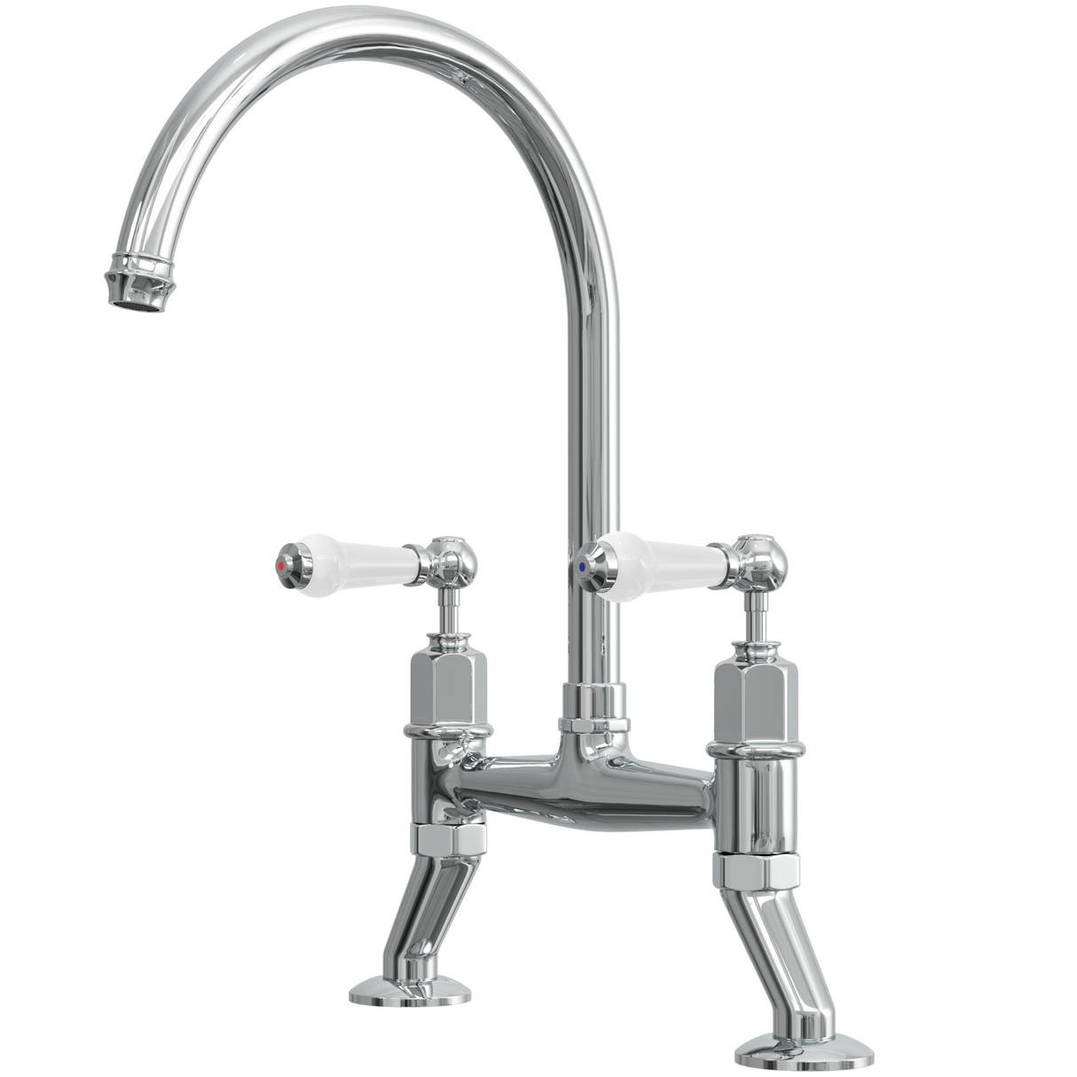 Ellsi Alton Traditional Bridge Twin Lever Kitchen Mixer Tap With Ceramic Levers CHROME ALT-01-CH
