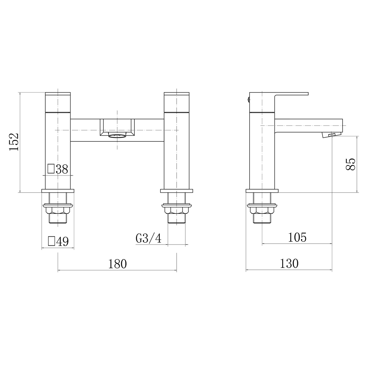 Ellsi Avon Bath Filler Tap Chrome AVO-03-CH LD