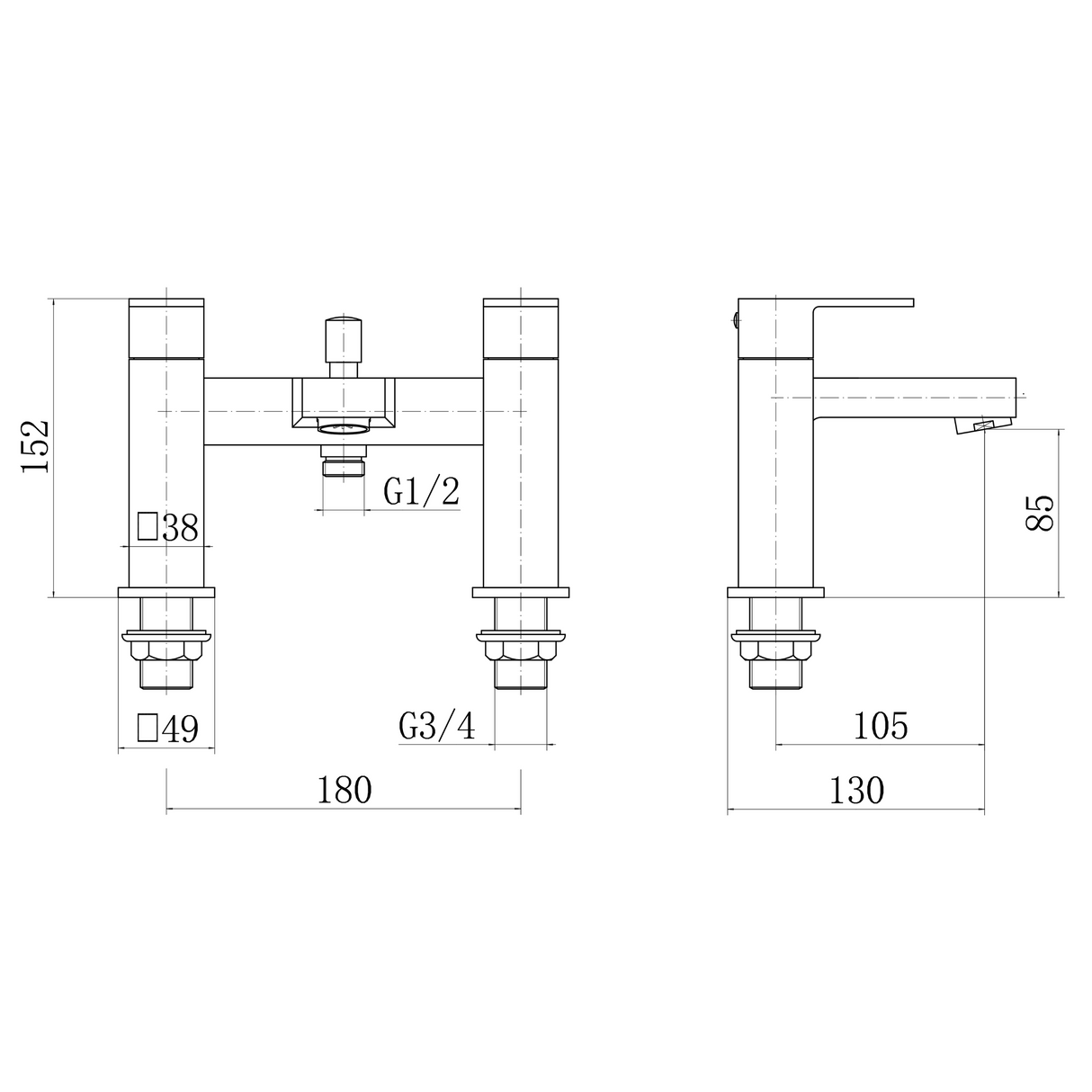 Ellsi Avon Bath Shower Mixer Tap & Shower Kit Chrome AVO-02-CH LD