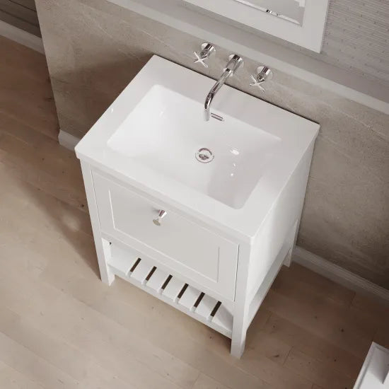 Old London Bexley 600mm Freestanding Vanity Unit & Basin, 1 Drawer Pure White BEX125K LS2