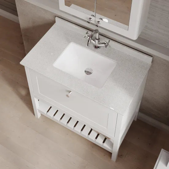 Old London Bexley 800mm Freestanding Vanity Unit & Basin, 1 Drawer Pure White BEX127WS1 LS2
