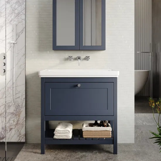 Old London Bexley 800mm Freestanding Vanity Unit & Basin, 1 Drawer Indigo Blue BEX327H LS1