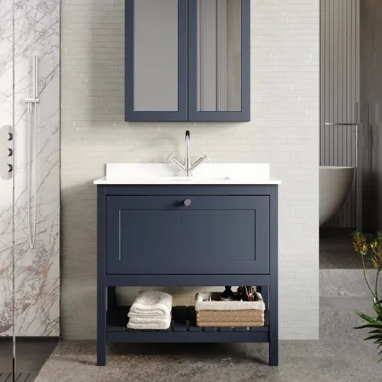 Old London Bexley 800mm Freestanding Vanity Unit & Basin, 1 Drawer Indigo Blue BEX327WS1 LS1