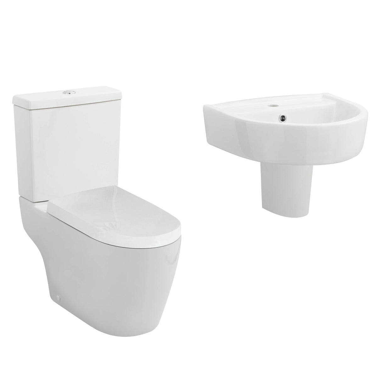 Nuie Provost Cloakroom Toilet & Wall Hung Basin Suite - 420mm Wide BMPROVPK03