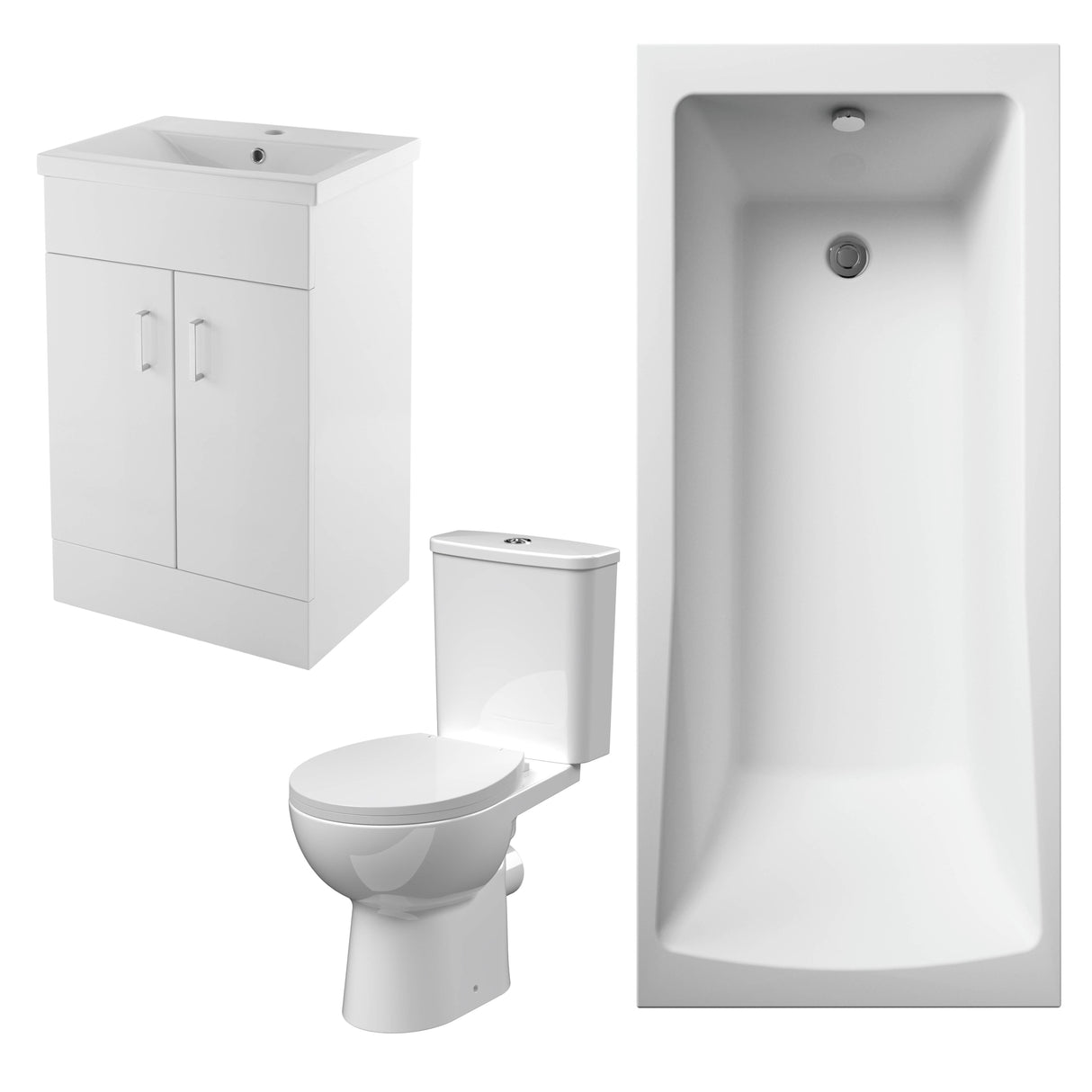 Nuie Eden Square Bathroom Suite - WC - 500mm Wide Basin Vanity Unit BMSUITE105
