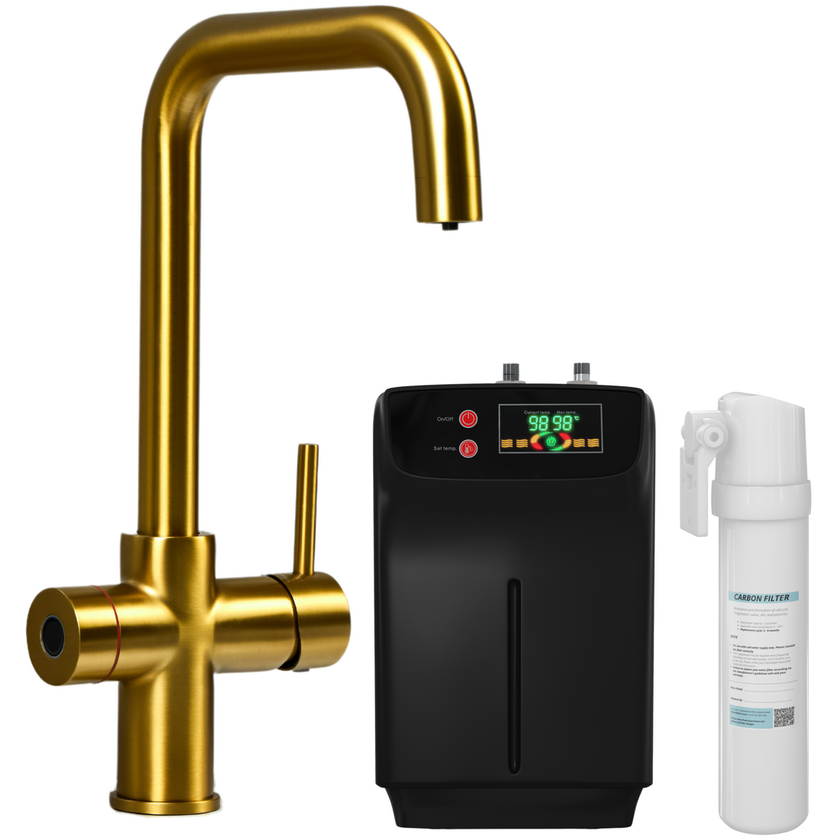 Ellsi Impromta Biometric Instant Boiling Water Tap With Boiler & Filter BRUSHED GOLD