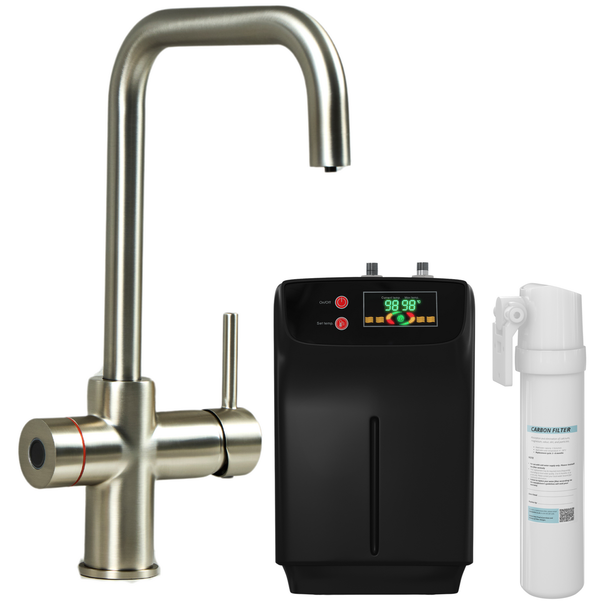 Ellsi Impromta Biometric Instant Boiling Water Tap With Boiler & Filter BRUSHED STEEL