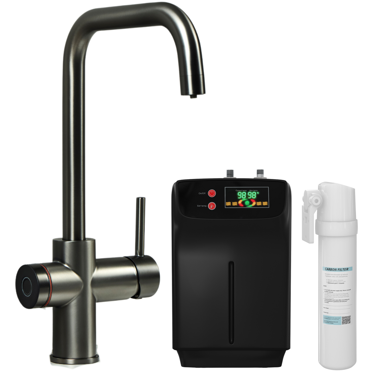Ellsi Impromta Biometric Instant Boiling Water Tap With Boiler & Filter GUN METAL