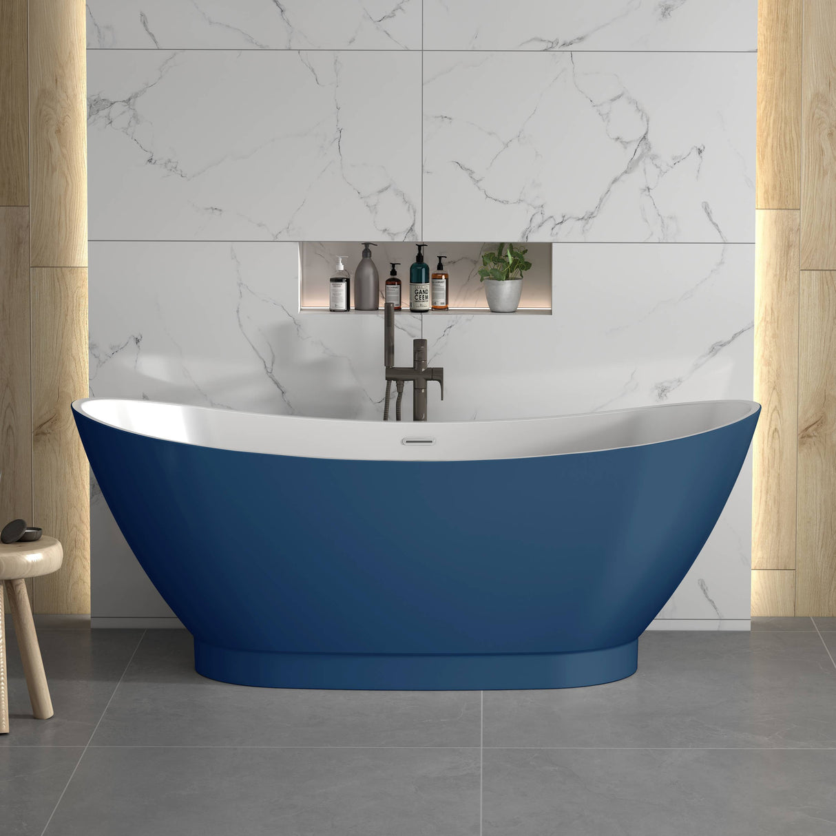 Bathmegastore Doris Acrylic Freestanding Bath L1750 x W750mm Polished White BMDORIS-BATH-PAINTED-1750-WH-WASTE LSP1