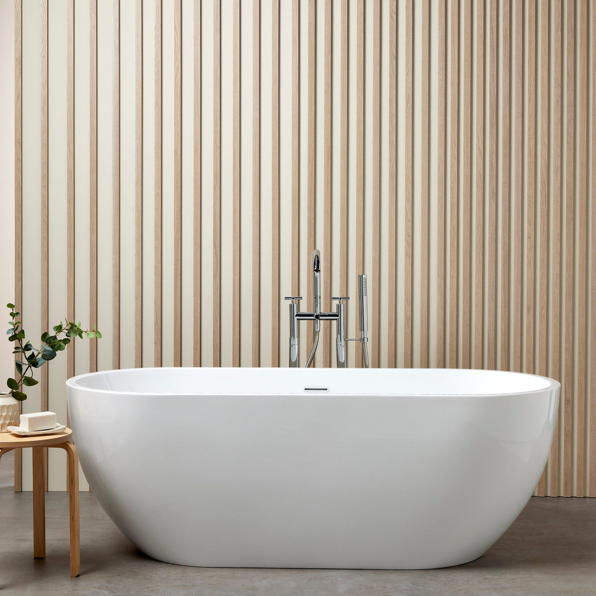 Bathmegastore Elizabeth Acrylic Freestanding Bath L1700 x W750mm Polished White BMELIZABETH-BATH-WHITE-1700-WASTE-WHITE LS1