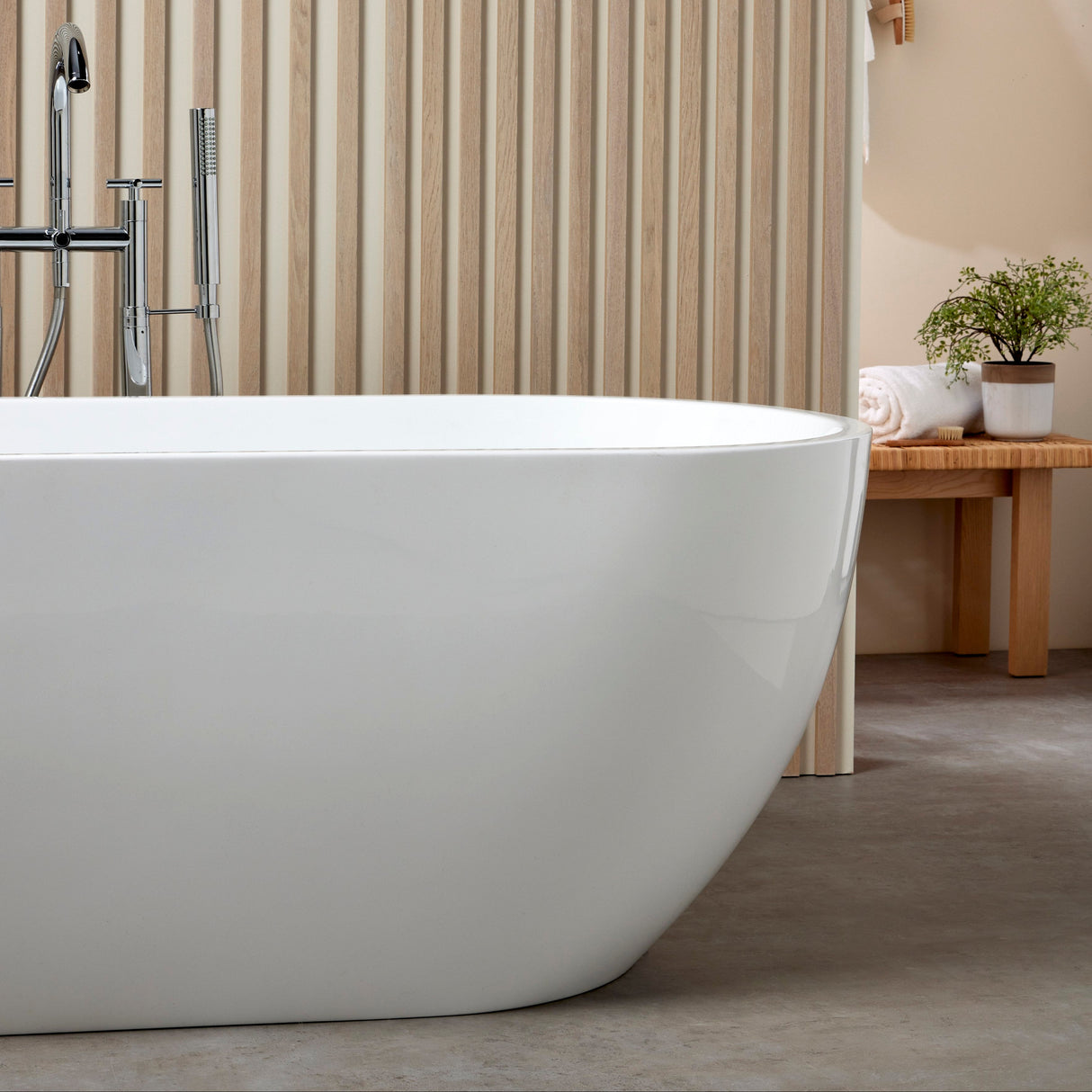 Bathmegastore Elizabeth Acrylic Freestanding Bath L1700 x W750mm Polished White BMELIZABETH-BATH-WHITE-1700-WASTE-WHITE LS5