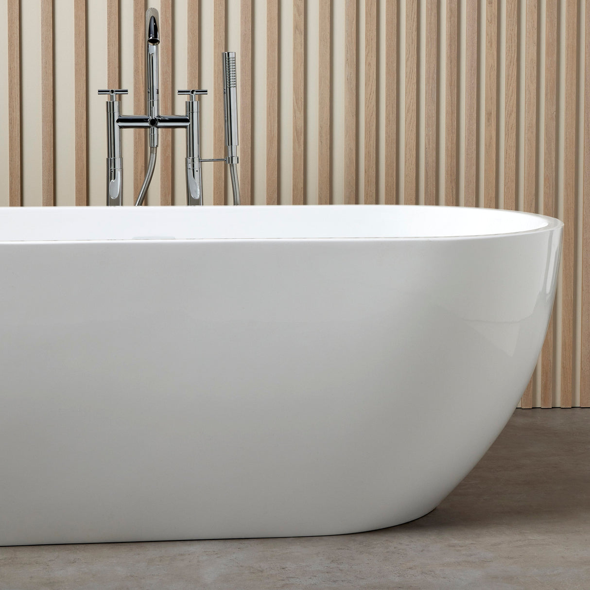 Bathmegastore Elizabeth Acrylic Freestanding Bath L1700 x W750mm Polished White BMELIZABETH-BATH-WHITE-1700-WASTE-WHITE LS2
