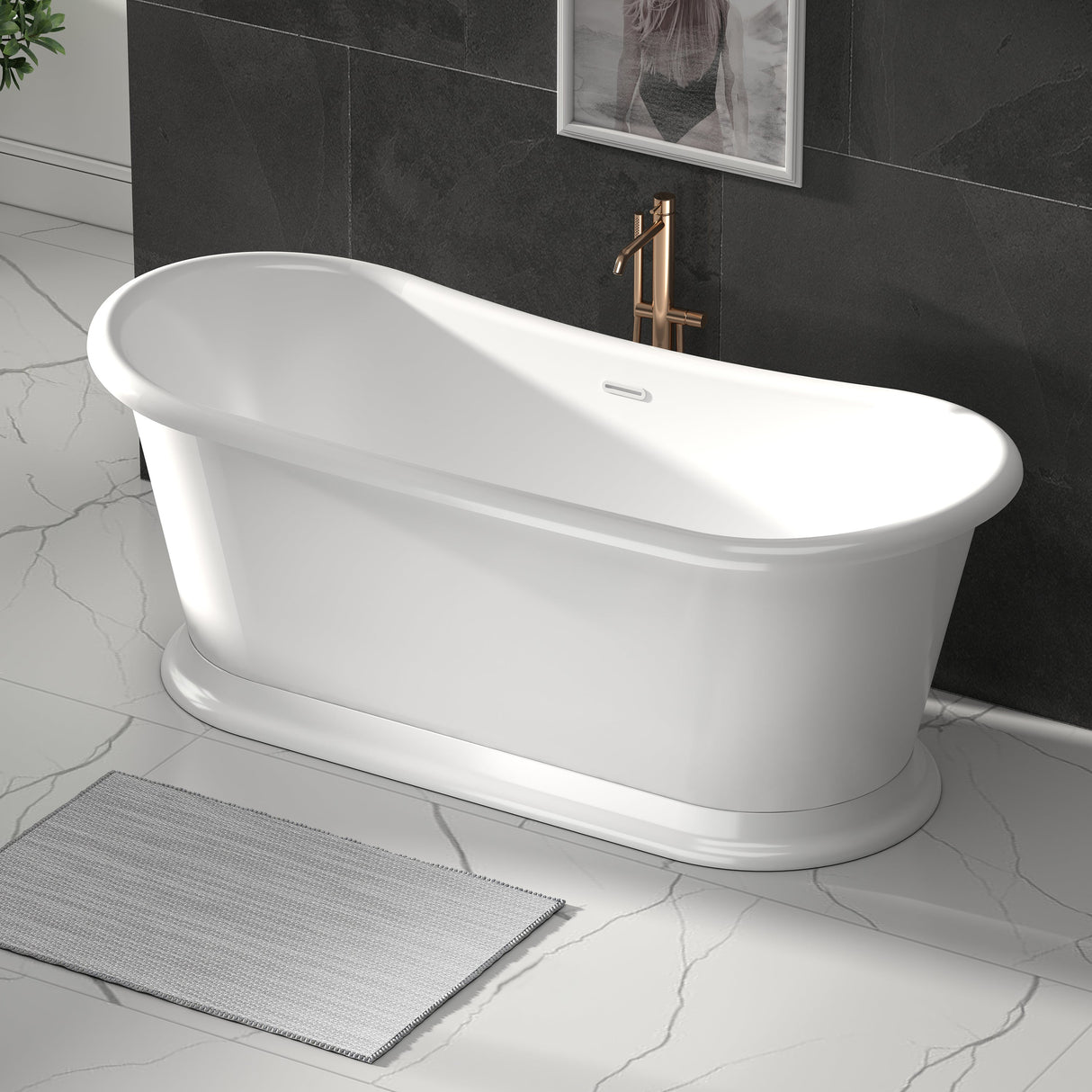 Bathmegastore Audrey Acrylic Freestanding Bath Polished White LS1