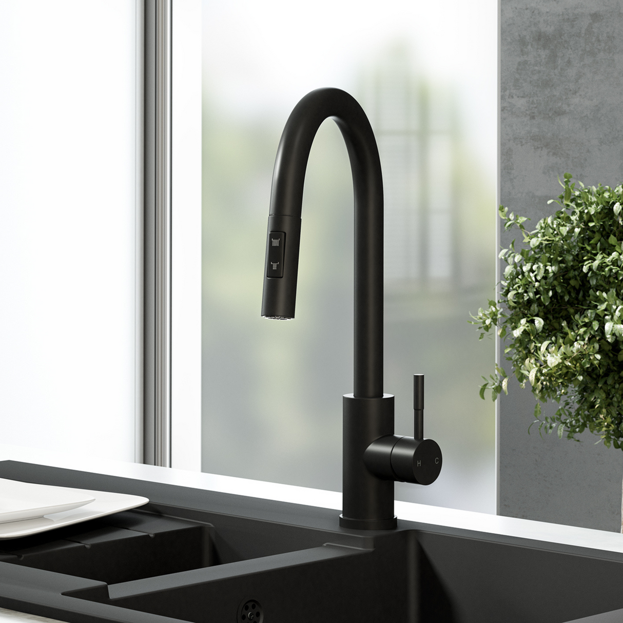 Ellsi Cato Pull-Out Single Lever Kitchen Mixer Tap MATT BLACK CAT-01-MB LS