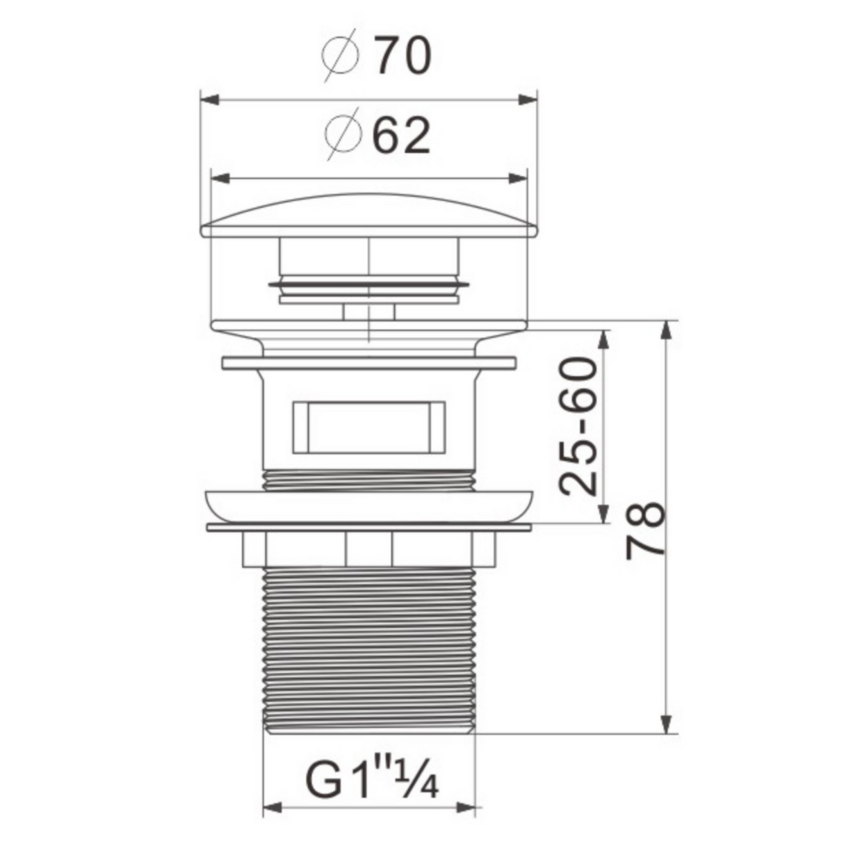 Ellsi White Ceramic Push Button Click Clack Basin Waste - Slotted CERW001WH LD
