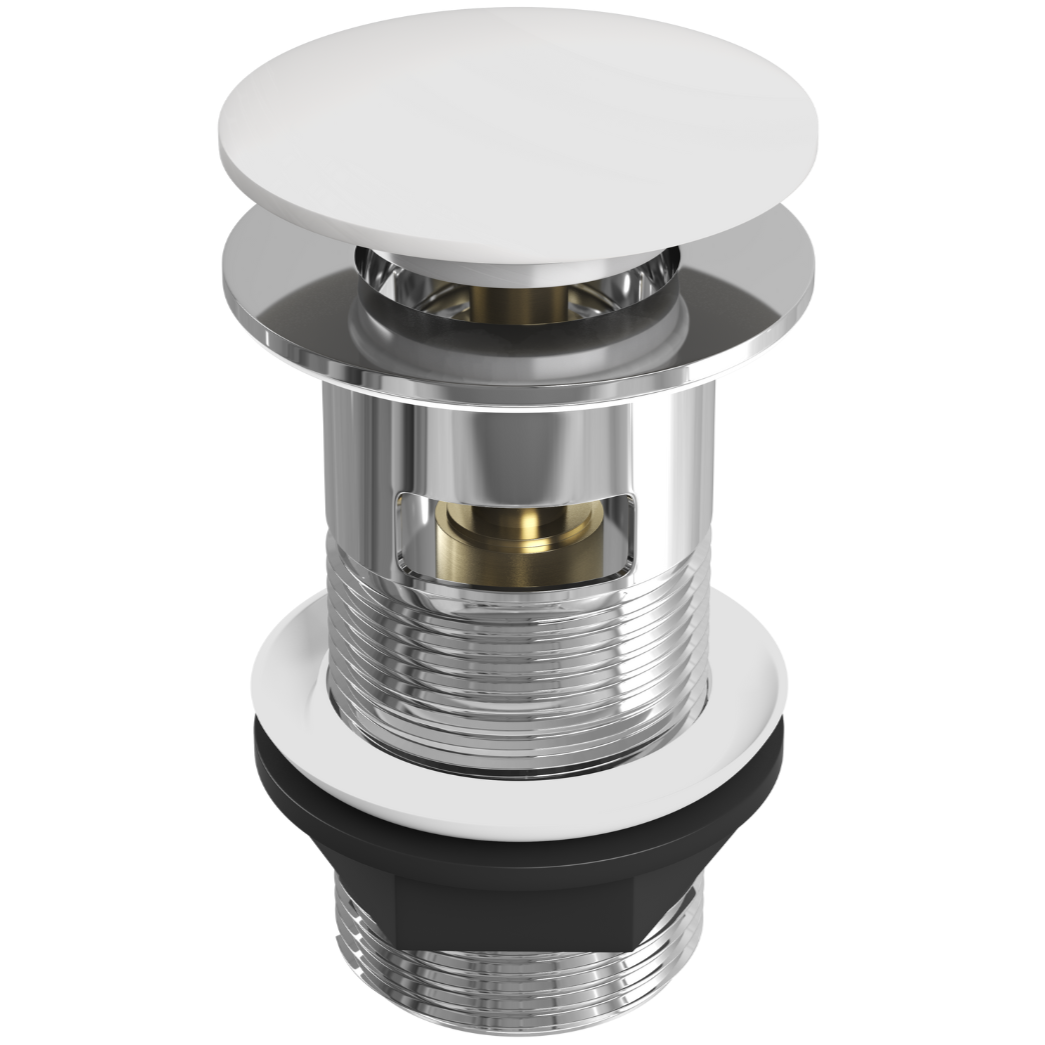 Ellsi White Ceramic Push Button Click Clack Basin Waste - Slotted CERW001WH