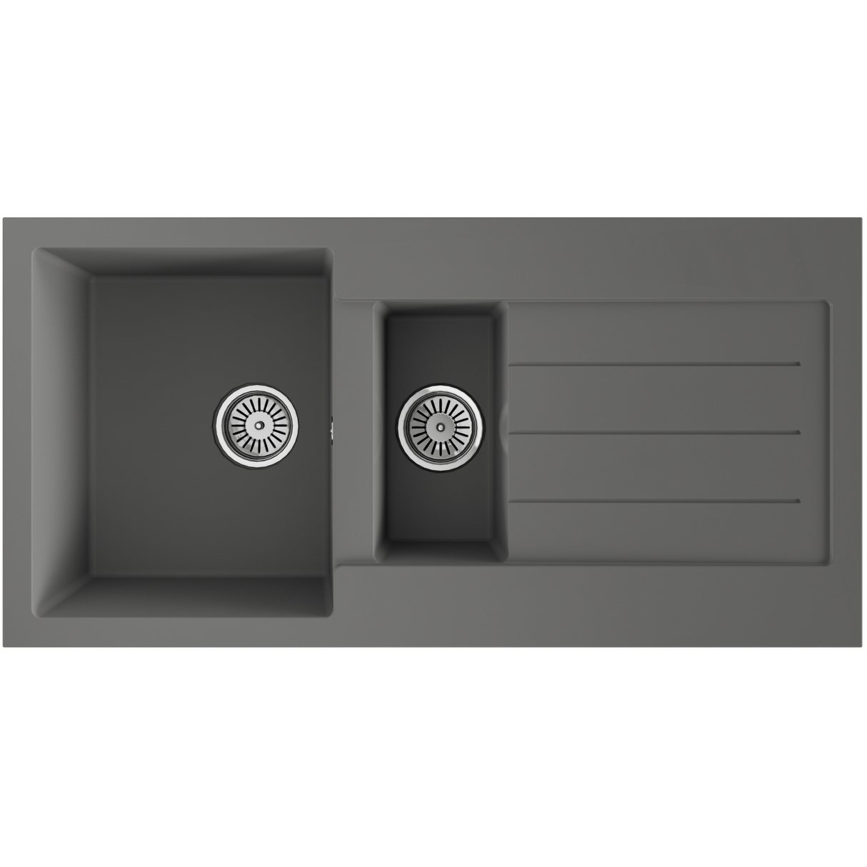 Ellsi Comite 1.5 Bowl Composite Inset Kitchen Sink & Drainer Matt Grey Reversible 1000mm x 500mm MATT GREY PDT-000077_1