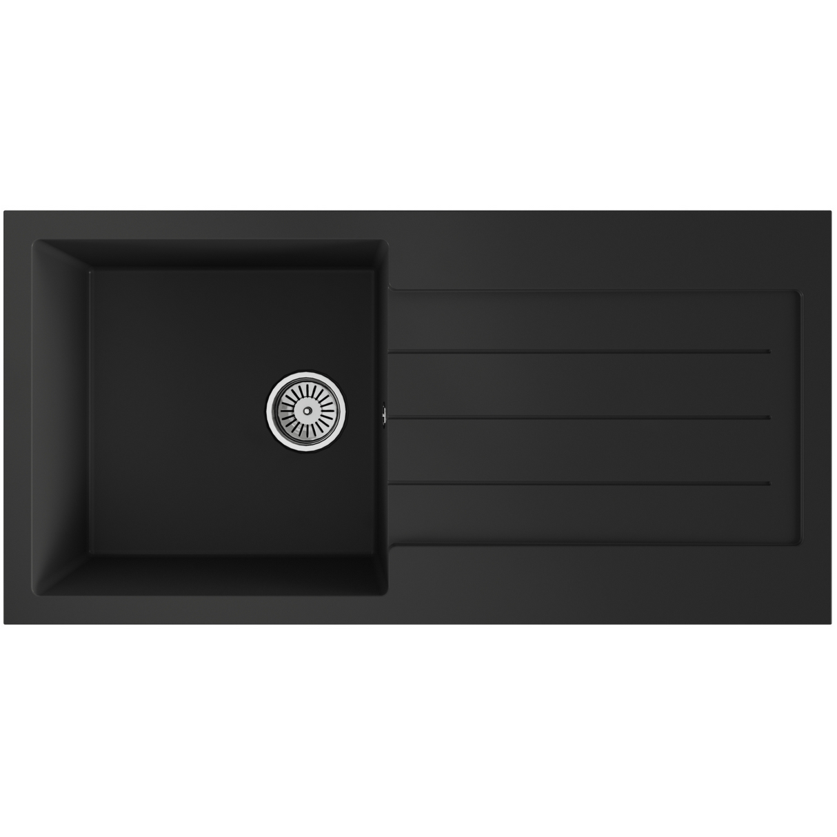 Ellsi Comite 1.0 Bowl Composite Inset Kitchen Sink & Drainer Matt Black Reversible 1000mm x 500mm MATT BLACK PDT-000060_1