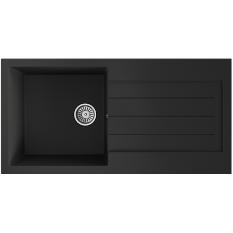 Ellsi Comite 1.0 Bowl Composite Inset Kitchen Sink & Drainer Matt Black Reversible 1000mm x 500mm MATT BLACK PDT-000060_1