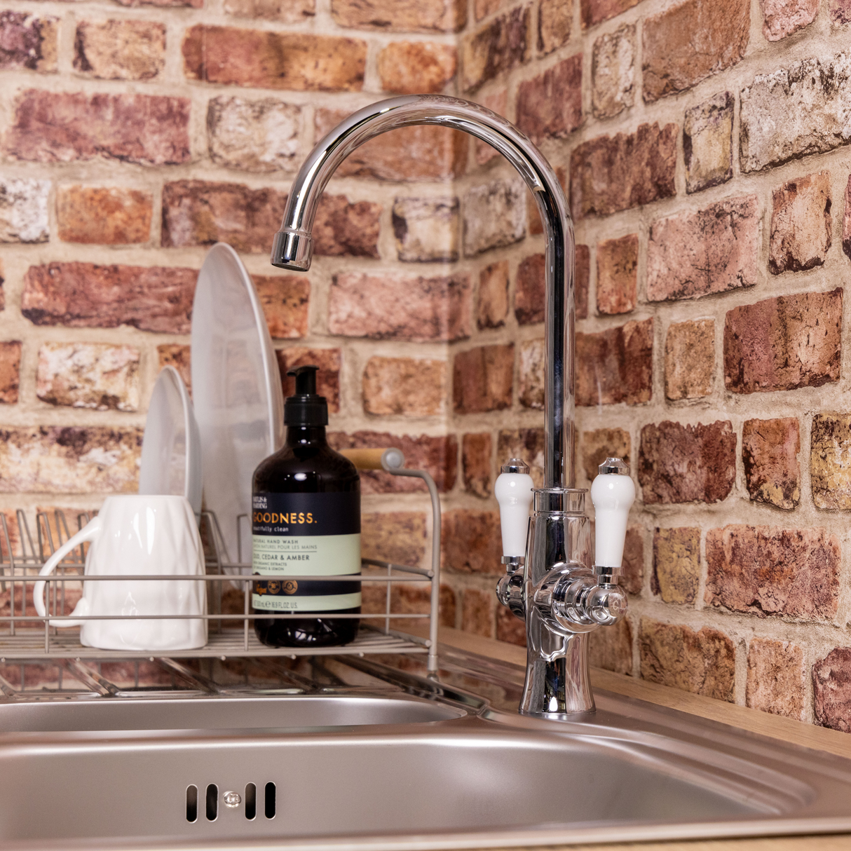 Ellsi Cora Traditional Twin Lever Kitchen Mixer Tap Chrome COR-01-CH LS3