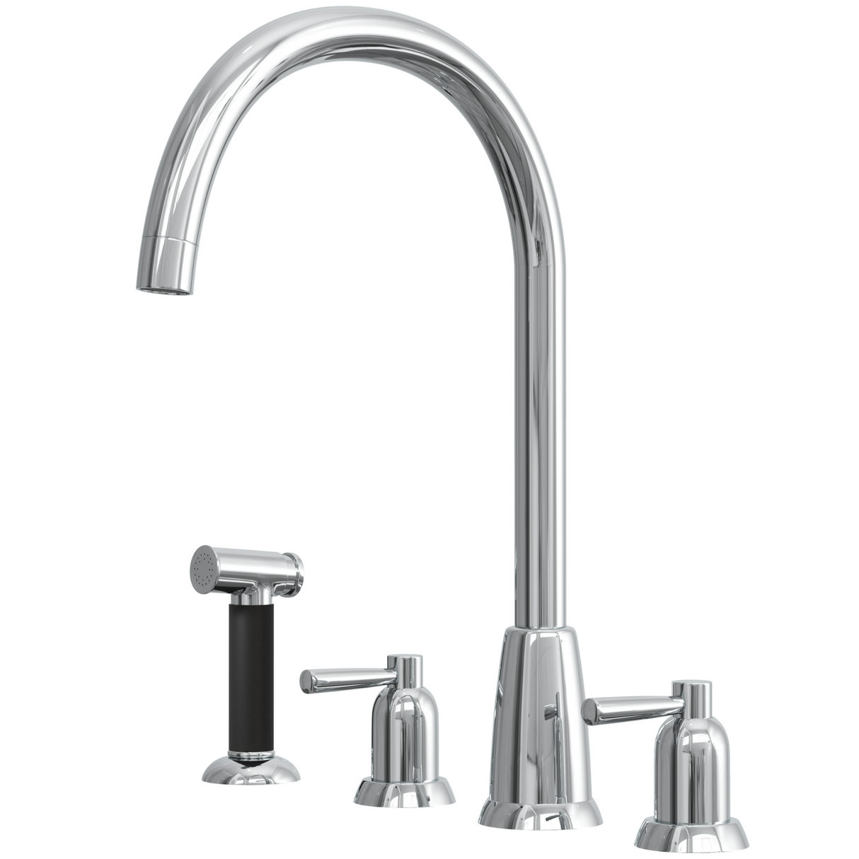 Ellsi Cuthbert 4-Hole Kitchen Mixer Tap With Lever Handles & Pull-Out Rinser CHROME CUT-02-CH