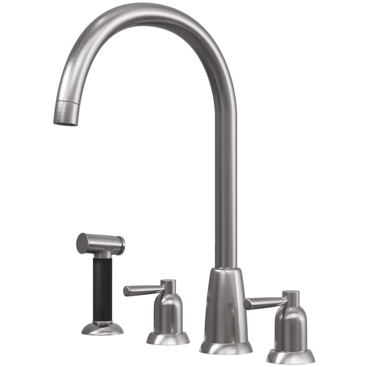 Ellsi Cuthbert 4-Hole Kitchen Mixer Tap With Lever Handles & Pull-Out Rinser PEWTER CUT-02-PEW