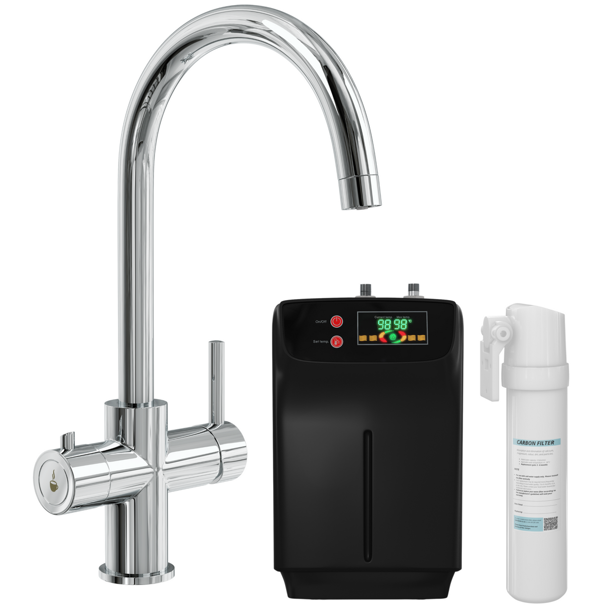 Ellsi Cygne 3in1 Instant Boiling Water Tap With Boiler & Filter CHROME HWT-KIT-12-CH