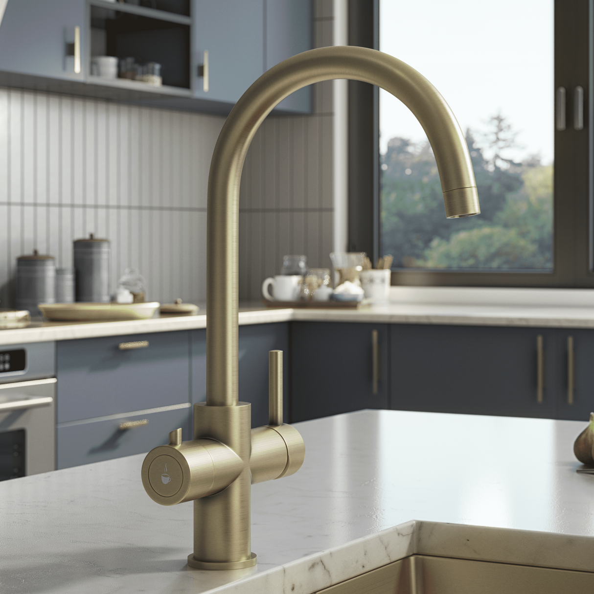 Ellsi Cygne 3in1 Instant Boiling Water Tap With Boiler & Filter BRUSHED BRASS HWT-KIT-12-BB LS