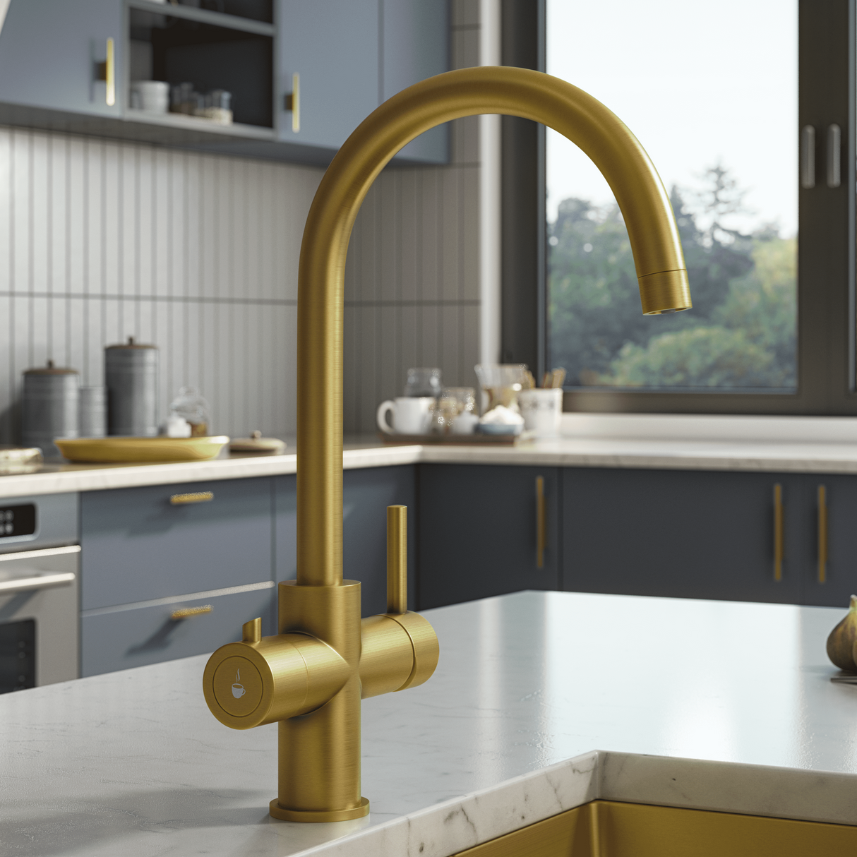 Ellsi Cygne 3in1 Instant Boiling Water Tap With Boiler & Filter BRUSHED GOLD HWT-KIT-12-BG LS